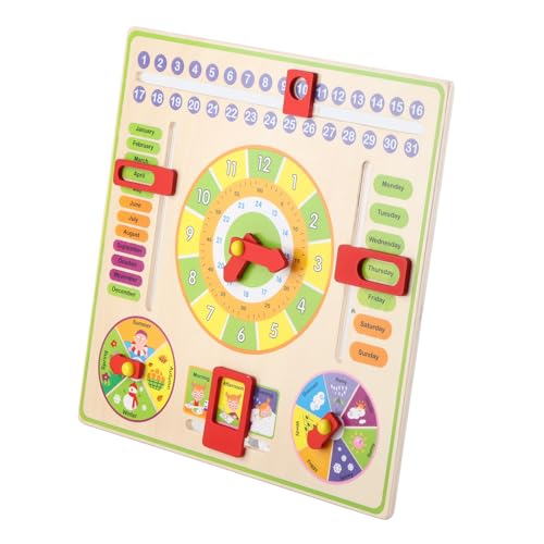 RIZGHWOY Bildungshölzer Uhr Spielzeugzeit Date Saison Wetter Lernen Spielerisches Brett von RIZGHWOY