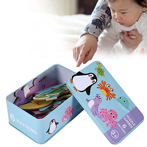 RIZGHWOY Cartoon Holzpuzzle -Puzzle -Spielzeug, die die Kognitive Entwicklung mit Eisenschachtel für über 3 Jahren Ermutigen Dinosaurier (Meereslebewesen) von RIZGHWOY