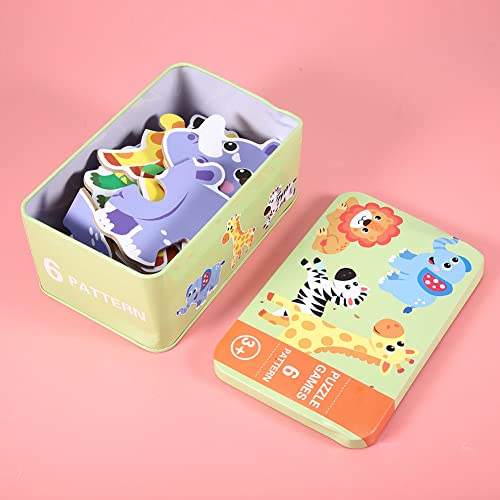 RIZGHWOY Cartoon Holzpuzzle -Puzzle -Spielzeug, die die Kognitive Entwicklung mit Eisenschachtel für über 3 Jahren Ermutigen Dinosaurier (Wild) von RIZGHWOY