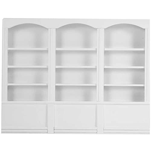 RIZGHWOY Dollhouse Wooden Bookshelf Dollhouse Bücherregal, Wood Mini Display Mini Kid Möbel Spielzeug, 1:12 Skala Displayschrank Bücherregal (White) von RIZGHWOY