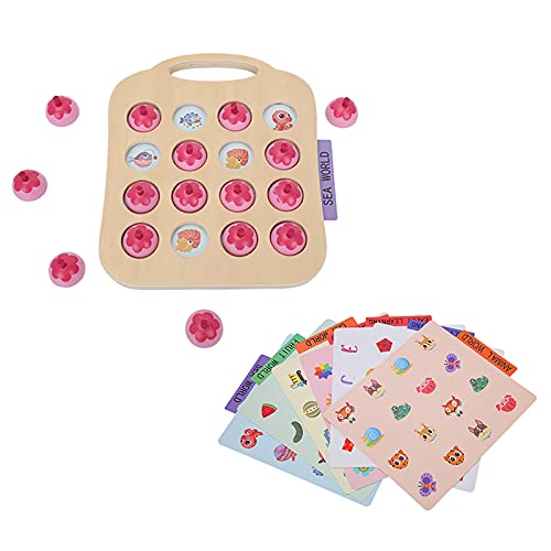 RIZGHWOY Holzgedächtnis Schachpuzzle Spielzeug für Bildungsspiel mit Sicherem Holzmaterial für Interaktive Familienspiele (PINK) von RIZGHWOY