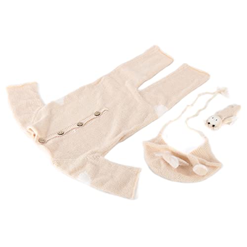 RIZGHWOY Niedgeborene Fotografie Couptte mit Niedlichem Design mit Kombination, Hut, Babys Spielzeugjungen und Mädchen, Set von Fotosezubehör, 0-3 Monate (Beige) von RIZGHWOY