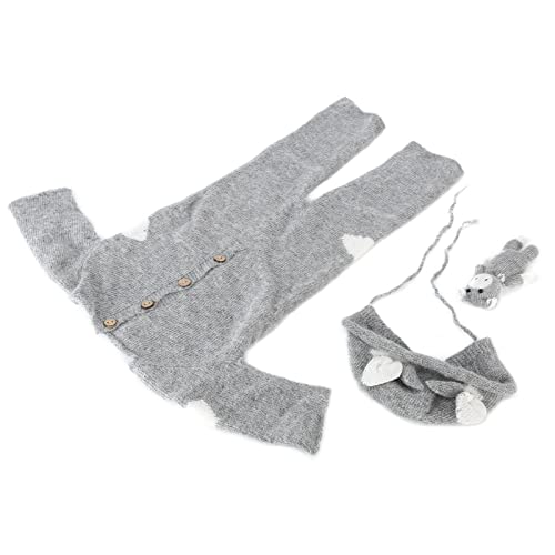 RIZGHWOY Niedgeborene Fotografie Couptte mit Niedlichem Design mit Kombination, Hut, Babys Spielzeugjungen und Mädchen, Set von Fotosezubehör, 0-3 Monate (GREY) von RIZGHWOY