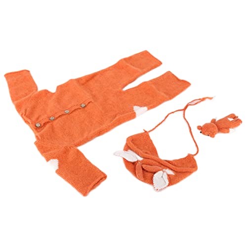 RIZGHWOY Niedgeborene Fotografie Couptte mit Niedlichem Design mit Kombination, Hut, Babys Spielzeugjungen und Mädchen, Set von Fotosezubehör, 0-3 Monate (ORANGE) von RIZGHWOY
