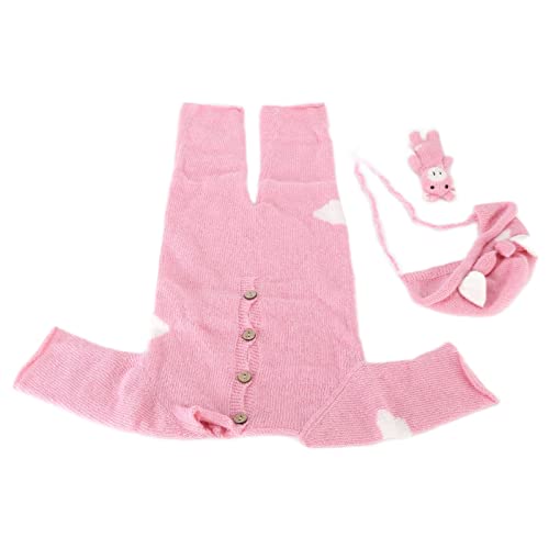 RIZGHWOY Niedgeborene Fotografie Couptte mit Niedlichem Design mit Kombination, Hut, Babys Spielzeugjungen und Mädchen, Set von Fotosezubehör, 0-3 Monate (Rosenate) von RIZGHWOY