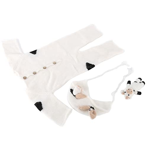 RIZGHWOY Niedgeborene Fotografie Couptte mit Niedlichem Design mit Kombination, Hut, Babys Spielzeugjungen und Mädchen, Set von Fotosezubehör, 0-3 Monate (WHITE) von RIZGHWOY