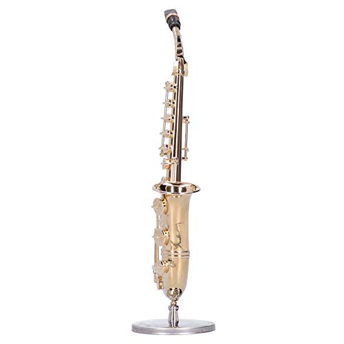 RIZGHWOY Präzise Miniaturkupfer -Saxophonmodell Exquisite Musikinstrumentenverzierung für die Sammlung, Ständer für Musikbegeisterte Enthalten von RIZGHWOY