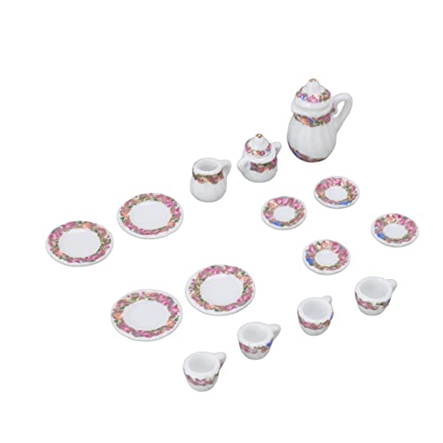 RIZGHWOY Puppenbecher Miniatur-Set Miniatur-Set Mini-Simulation von Porzellantee-Porzellansimulation Gemeinsam für Niedliche Puppen, 15 Stcs Mini-Butons (Tippe A) von RIZGHWOY