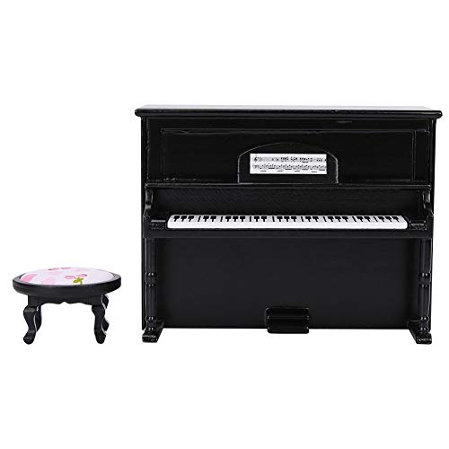 RIZGHWOY Puppenhaus Mini Aufrechtes Klavier, Eleganter Stromlinienstil, Dekor -Accessoire für Kinderpuppenhaus, Langlebiges Holzmaterial (Black) von RIZGHWOY