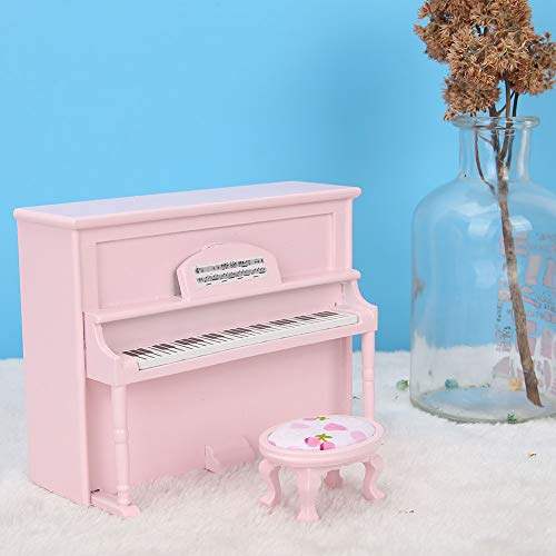 RIZGHWOY Puppenhaus Mini Aufrechtes Klavier, Eleganter Stromlinienstil, Dekor -Accessoire für Kinderpuppenhaus, Langlebiges Holzmaterial (PINK) von RIZGHWOY