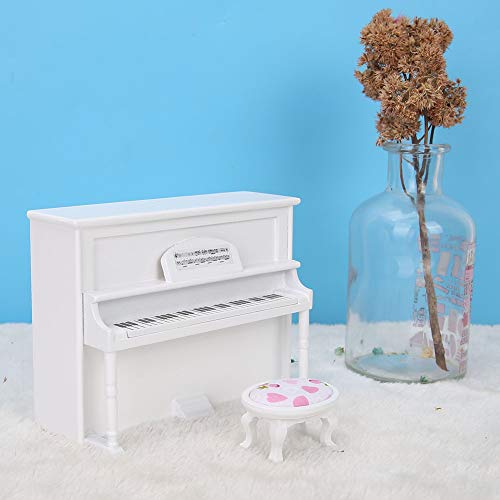 RIZGHWOY Puppenhaus Mini Aufrechtes Klavier, Eleganter Stromlinienstil, Dekor -Accessoire für Kinderpuppenhaus, Langlebiges Holzmaterial (White) von RIZGHWOY