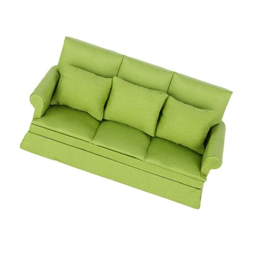 RIZGHWOY Puppenhaus Mini -Sofa Hochsimuliert Holz Wohnzimmermöbel für Kinderbabypuppenliebhaber (Green) von RIZGHWOY