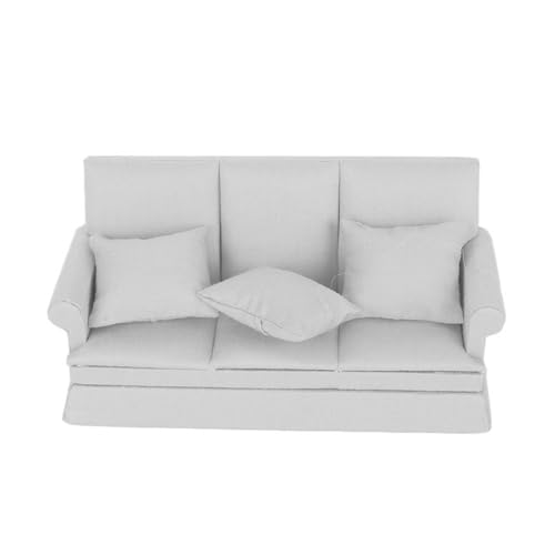 RIZGHWOY Puppenhaus Mini -Sofa Hochsimuliert Holz Wohnzimmermöbel für Kinderbabypuppenliebhaber (Grey) von RIZGHWOY