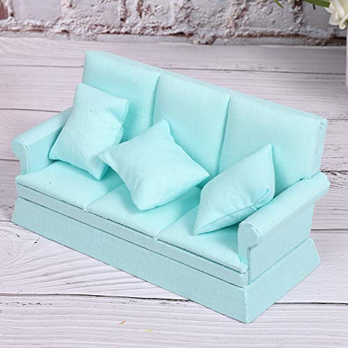 RIZGHWOY Puppenhaus Mini -Sofa Hochsimuliert Holz Wohnzimmermöbel für Kinderbabypuppenliebhaber (Seeblau) von RIZGHWOY