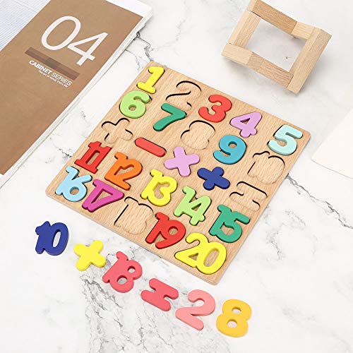 RIZGHWOY Qualitäts Holzzahlen Alphabet Matching Building Block Toy Early Education Toy für Kindermaterial Holz 26 Buchstaben für (1-20 Digitales kognitives Board) von RIZGHWOY