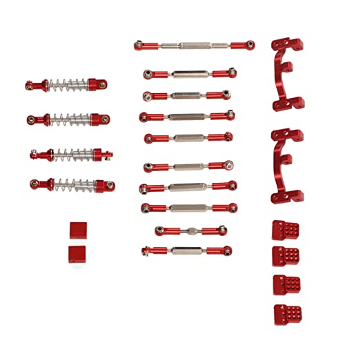 RIZGHWOY RC -Auto -Upgrade Ersatzteile Kit für C14K Aluminiumlegierung Stoßdämpfer -Absorber -Spurstange Set mit Neuartiger Design Easy Installation für WPL C24 C14 C14K C24K RC Car (Rot) von RIZGHWOY