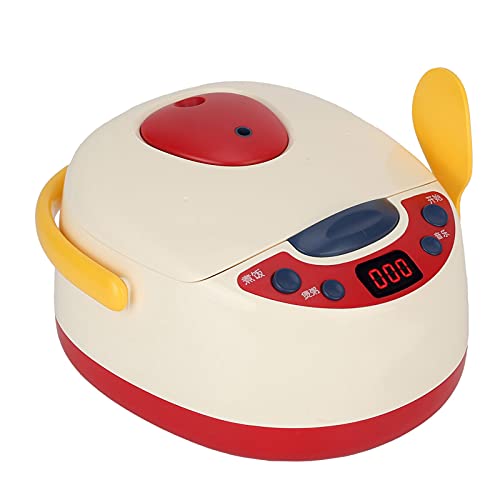 RIZGHWOY Reiskocherspielzeugset mit Schneiden und Schälen Obst- und Gemüsespielzeug, Musik- und Dampfeffekte, Tun Sie Play Kitchen für, Kochspiel Spielset für (Roter Spray-Reiskocher) von RIZGHWOY