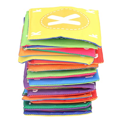 RIZGHWOY Set von Baby -Stoffbüchern für Babys Lernen, 26 Stoffkarten mit Aufbewahrungstasche, Bildungsspielzeug für Sensorische Entwicklung, Langlebige Polyesterfaserausrüstung (Colorful) von RIZGHWOY