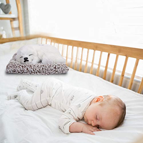 RIZGHWOY Simulation Sleeping Dog Ornament Spielzeug in Plüsch mit Einer Sprachfunktion für und Innenausstattung (Alle weiße Jingba) von RIZGHWOY