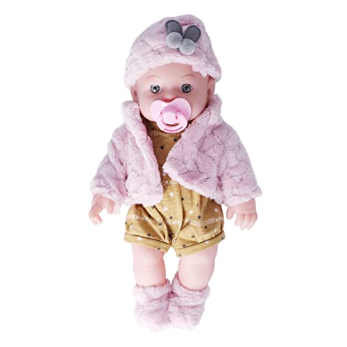 RIZGHWOY Wiedergeborene Babypuppen Lebensee 12in Weiche Körperpuppenmädchen mit Floralem Pyjama Abnehmbar Waschable für Geburtstag Weihnachten (Q12G-003C-026 Pink Fleece) von RIZGHWOY