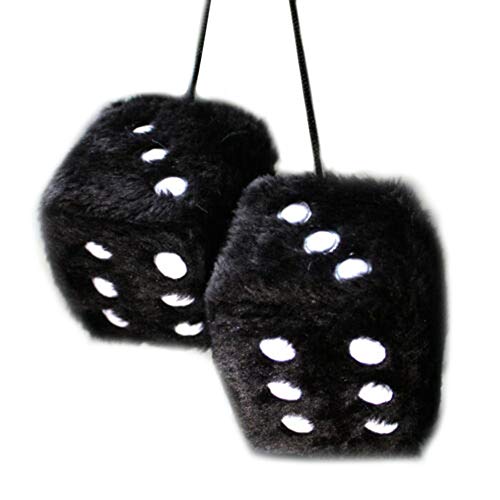 RIZGHWOY Würfel Auto Anhänger Autospiegel Charme Hanging Plüschwürfel für die Rückspiegeldekoration mit Baumwollmaterial 3 Farben Rot schwarzweiß (Black) von RIZGHWOY