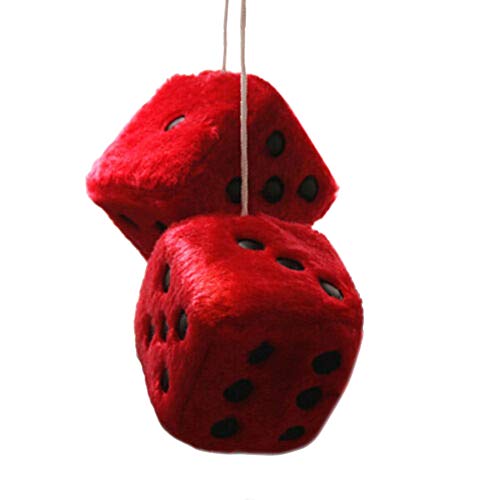 RIZGHWOY Würfel Auto Anhänger Autospiegel Charme Hanging Plüschwürfel für die Rückspiegeldekoration mit Baumwollmaterial 3 Farben Rot schwarzweiß (Rot) von RIZGHWOY