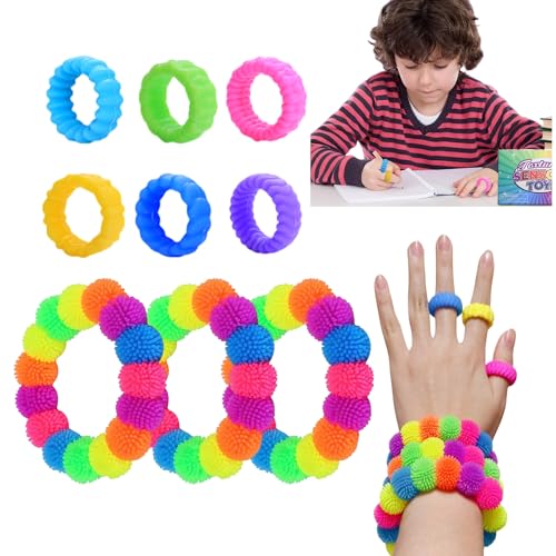 Sensorik Spielzeug,9 Stück Fidget Toys Set Akkupressurringe Anti Stress Ring für ADD,ADHS Autismus Spielzeug ab 3 4 5 6 7 8 9 10 11 12 Jahre Geschenk Kindergeburtstag Mitgebsel Set von RIZTGAE