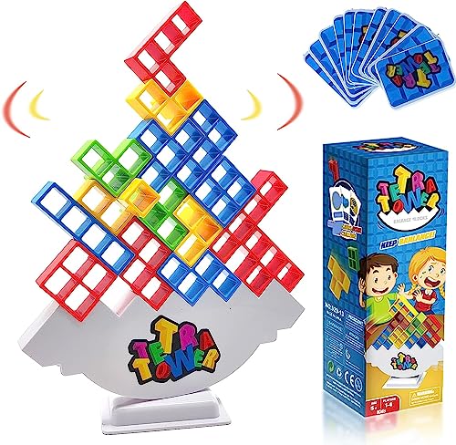 RIZTGAE Tetra Tower Spiel, Tetris Balance Spielzeug Tower Game,Tetris Balance, Kreatives Stapelspiel, Stapelturm Spielzeug Tower Game, für Kinder, Geschenke (64PCS) von RIZTGAE
