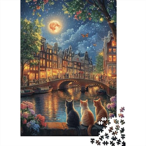Amsterdamer Kanal Puzzle 1000 Teile Schwer Puzzle Spielzeug Lernspiel Impossible Herausforderungsspielzeug Für Erwachsene Kinder 1000pcs (75x50cm) von RJAVAGFZL