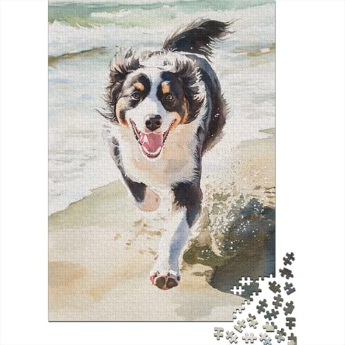 Australian Shepherd Puzzle 1000 Teile Schwer Puzzle Spielzeug Lernspiel Impossible Herausforderung Spielzeug Für Erwachsene Kinder 1000pcs (75x50cm) von RJAVAGFZL
