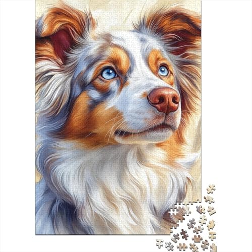 Australian Shepherd Puzzles 1000-teilige Schwer Puzzle Spielzeug Lernspiel Impossible Herausforderungsspielzeug Für Erwachsene Kinder 1000pcs (75x50cm) von RJAVAGFZL