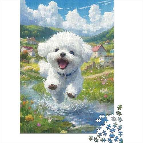Bichon Frise Puzzle 1000 Teile Schwer Puzzle Spielzeug Pädagogisches Spiel Impossible Herausforderungsspielzeug Für Erwachsene Und Kinder in Bewährter 1000pcs (75x50cm) von RJAVAGFZL
