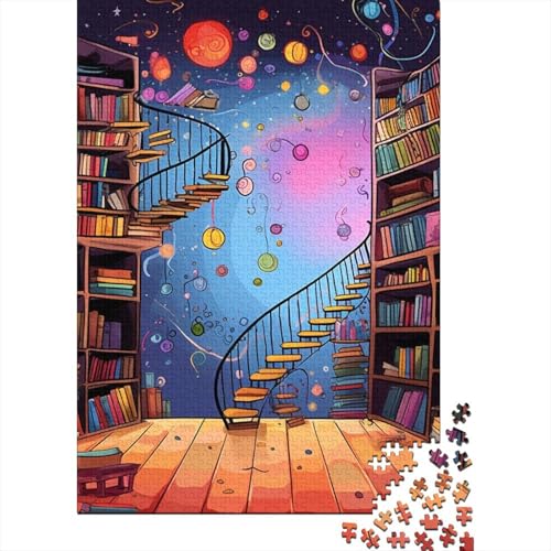 Bücherschrank Puzzles 1000 Teile Schwer Puzzle Spielzeug Pädagogisches Spiel Impossible Herausforderungsspielzeug Für Erwachsene Kinder 1000pcs (75x50cm) von RJAVAGFZL