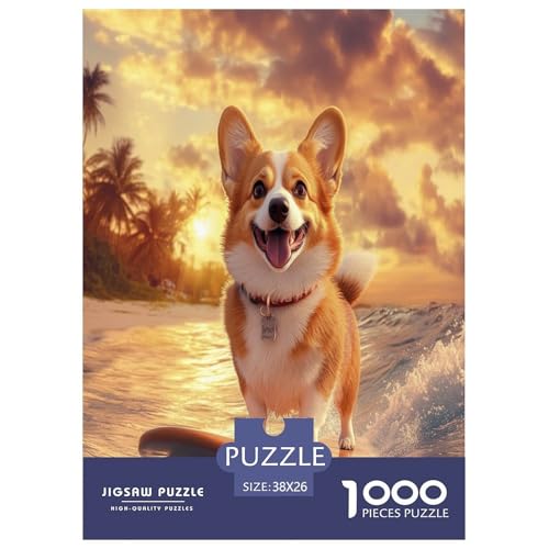 Corgi Puzzle 1000-teilige Schwer Puzzle Spielzeug Pädagogisches Spiel Impossible Herausforderungsspielzeug Für Erwachsene Kinder 38x26cm/1000pcs von RJAVAGFZL