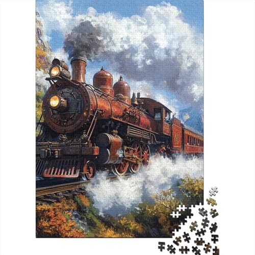 Dampflokomotive Puzzle 1000-teilige Schwer Puzzle Spielzeug Pädagogisches Spiel Impossible Herausforderungsspielzeug Für Erwachsene Kinder 1000pcs (75x50cm) von RJAVAGFZL