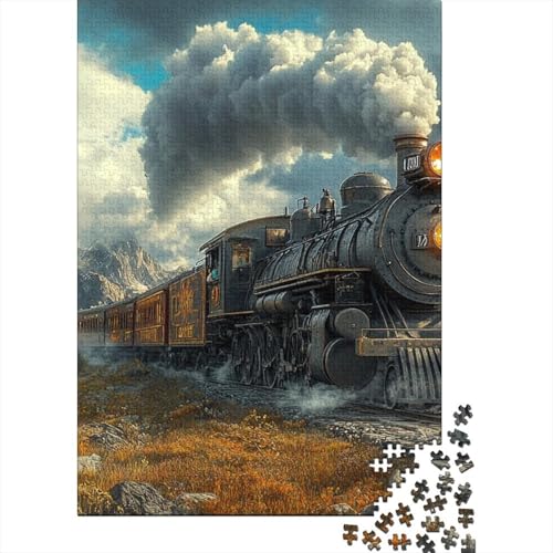 Dampflokomotive Puzzles 1000 Teile Schwer Puzzle Spielzeug Pädagogisches Spiel Impossible Herausforderungsspielzeug Für Erwachsene Kinder 1000pcs (75x50cm) von RJAVAGFZL
