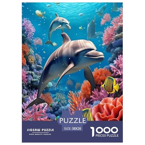 Delphins Puzzle 1000 Teile Schwer Puzzle Spielzeug Lernspiel Impossible Herausforderung Spielzeug Für Erwachsene Kinder 38x26cm/1000pcs von RJAVAGFZL