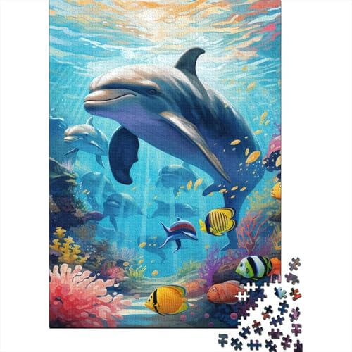 Delphins Puzzle 1000-teilige Schwer Puzzle Spielzeug Pädagogisches Spiel Impossible Herausforderungsspielzeug Für Erwachsene Und Kinder in Bewährter 1000pcs (75x50cm) von RJAVAGFZL
