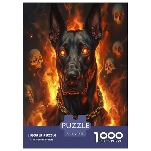 Doberman Puzzles 1000 Teile Schwer Puzzle Spielzeug Pädagogisches Spiel Impossible Herausforderungsspielzeug Für Erwachsene Kinder 70x50cm/1000pcs von RJAVAGFZL