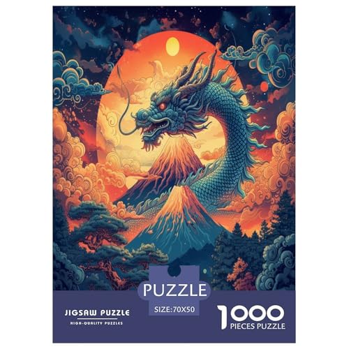 Drachen Puzzle 1000-teilige Schwer Puzzle Spielzeug Pädagogisches Spiel Impossible Herausforderungsspielzeug Für Erwachsene Kinder 70x50cm/1000pcs von RJAVAGFZL