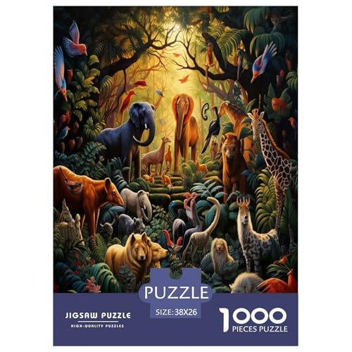 Dschungeltiere Puzzles 1000 Teile Schwer Puzzle Spielzeug Pädagogisches Spiel Impossible Herausforderung Spielzeug Für Erwachsene Kinder 38x26cm/1000pcs von RJAVAGFZL