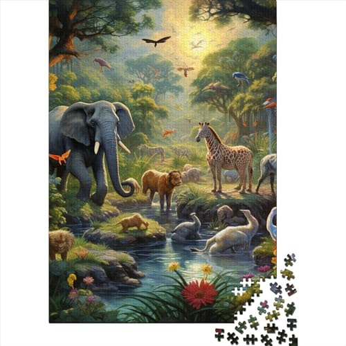 Dschungeltiere Puzzles 1000 Teile Schwer Puzzle Spielzeug Pädagogisches Spiel Impossible Herausforderungsspielzeug Für Erwachsene Kinder 1000pcs (75x50cm) von RJAVAGFZL