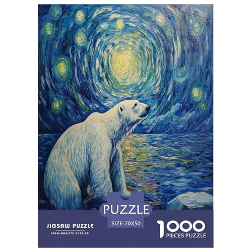 Eisbär Puzzle 1000-teilige Schwer Puzzle Spielzeug Lernspiel Impossible Herausforderungsspielzeug Für Erwachsene Und Kinder Ab 12 Jahren 70x50cm/1000pcs von RJAVAGFZL