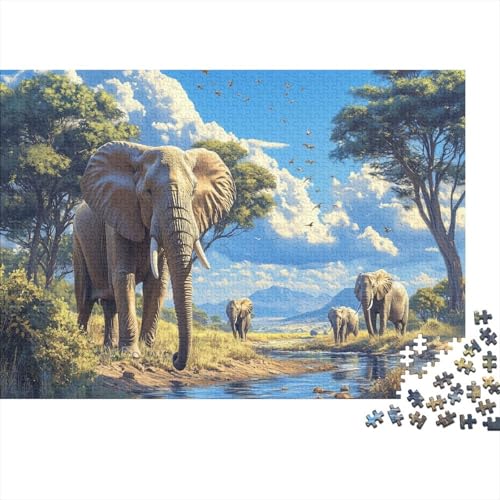 Elefant 1000 Teile, Impossible Puzzle,Geschicklichkeitsspiel Für Die Ganze Familie, Erwachsenenpuzzle Ab 14 Jahren Puzzel 1000pcs (75x50cm) von RJAVAGFZL