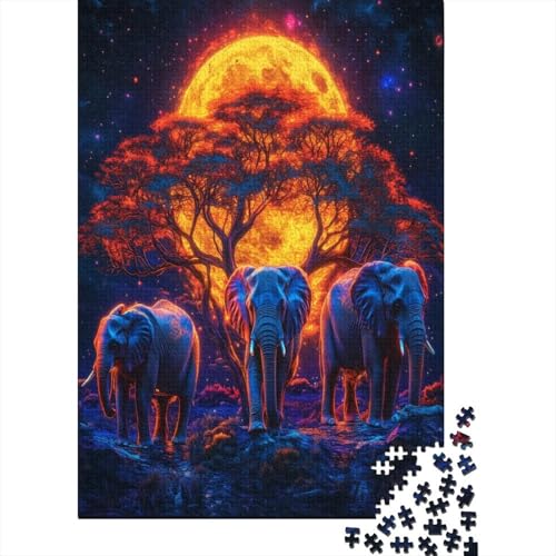 Elephant Puzzle 1000-teilige Schwer Puzzle Spielzeug Pädagogisches Spiel Impossible Herausforderung Spielzeug Für Erwachsene Und Kinder in Bewährter 1000pcs (75x50cm) von RJAVAGFZL