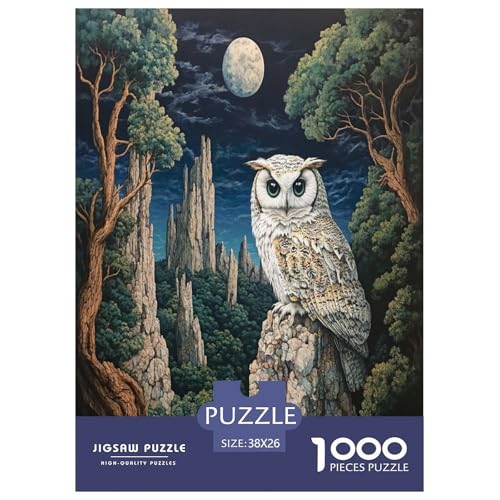 Eule Puzzles 1000 Teile Schwer Puzzle Spielzeug Lernspiel Impossible Herausforderungsspielzeug Für Erwachsene Kinder 38x26cm/1000pcs von RJAVAGFZL