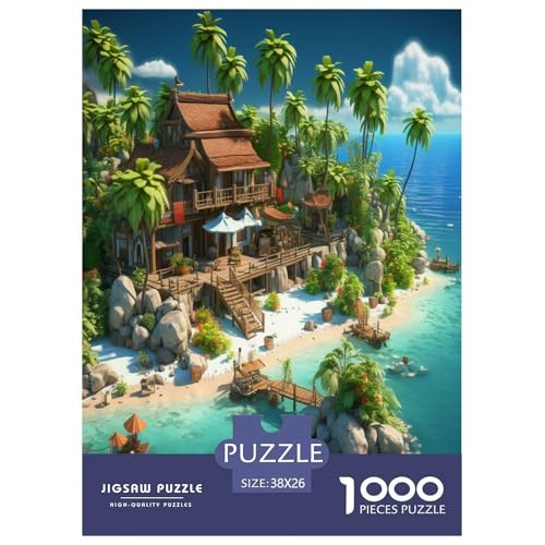 Ferienbucht Puzzle 1000-teilige Schwer Puzzle Spielzeug Lernspiel Impossible Herausforderungsspielzeug Für Erwachsene Und Kinder Ab 14 Jahren 38x26cm/1000pcs von RJAVAGFZL