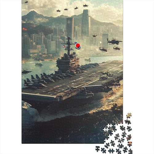 Flugzeugträger Puzzle 1000-teilige Schwer Puzzle Spielzeug Pädagogisches Spiel Impossible Herausforderungsspielzeug Für Erwachsene Kinder 1000pcs (75x50cm) von RJAVAGFZL