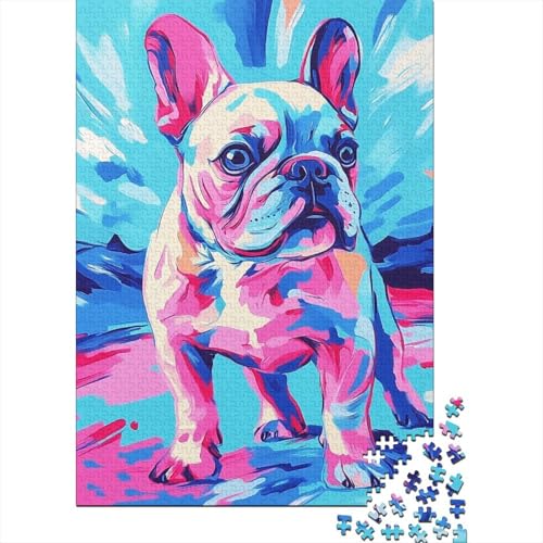 French BullHund Puzzle 1000-teilige Schwer Puzzle Spielzeug Lernspiel Impossible Herausforderungsspielzeug Für Erwachsene Kinder 1000pcs (75x50cm) von RJAVAGFZL