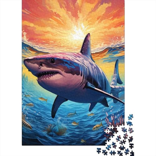 Hais Puzzle 1000-teilige Schwer Puzzle Spielzeug Pädagogisches Spiel Impossible Herausforderungsspielzeug Für Erwachsene Kinder 1000pcs (75x50cm) von RJAVAGFZL